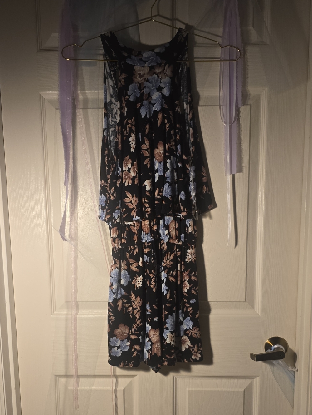 American Eagle Outfitters Romper with Blue and Tan Floral Print